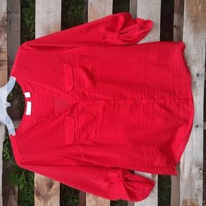 New York & Company red silky blouse medium
